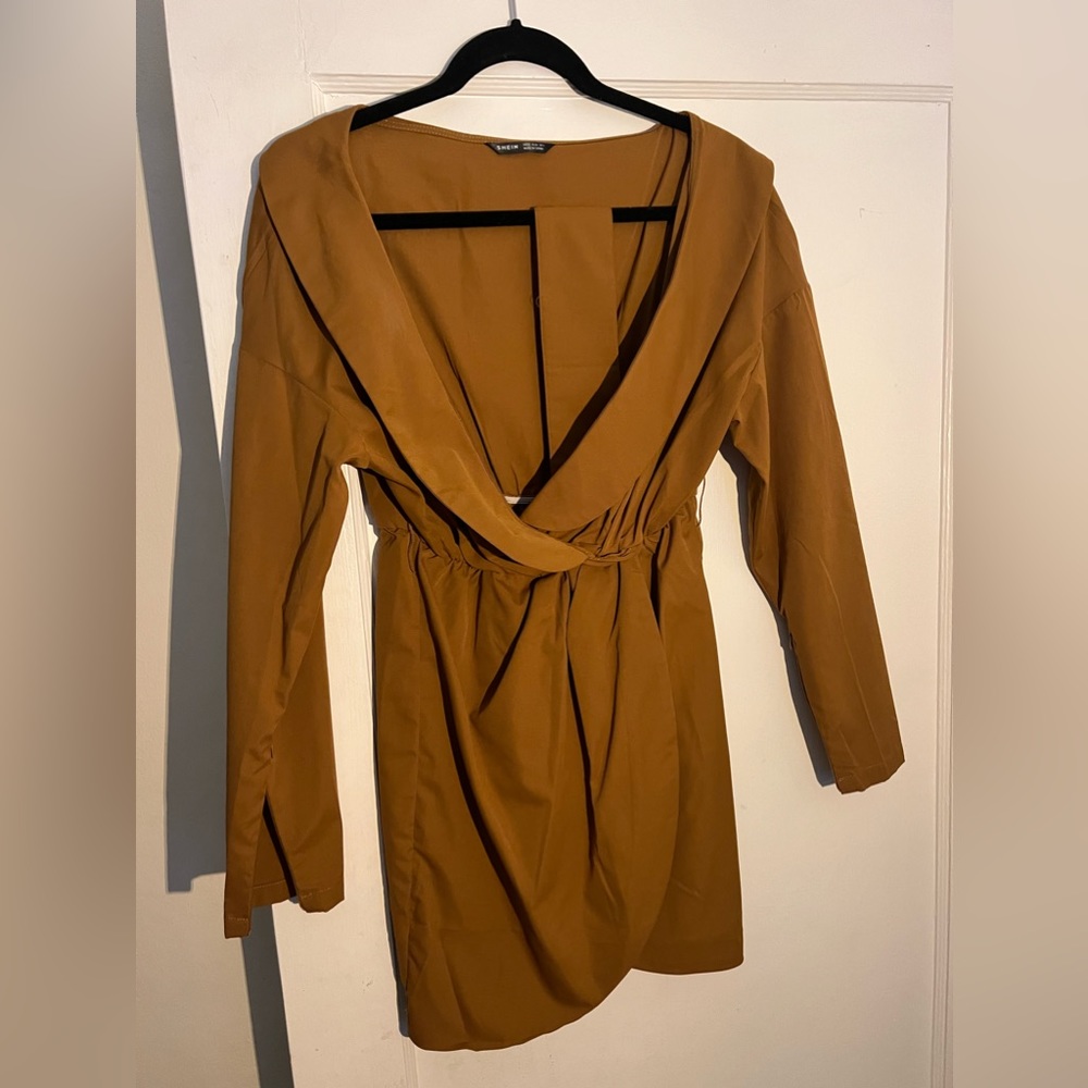 Brand New Camel colored Wrap Dress, sz M